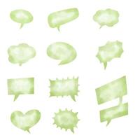 Set of Vector watercolor green speech bubbles