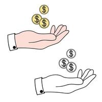 mano con dólar moneda vector
