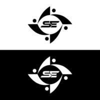 SE logo. S E design. White SE letter. SE, S E letter logo design. Initial letter SE linked circle uppercase monogram logo. S E letter logo vector design. pro vector