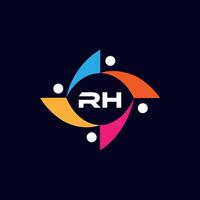 RH logo. RH set , R H design. White RH letter. RH, R H letter logo design. Initial letter RH letter logo set, linked circle uppercase monogram logo. R H letter logo vector design. pro vector