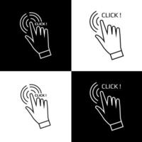 Hand Click Here Icon. Hand mouse symbol. Click button for website. Pro Vector