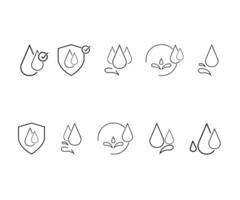 Line icons about waterproof fabrics and absorbent fabrics. Outline symbol collection. Editable vector stroke. pro vector