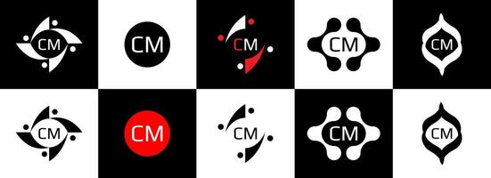 CM logo. C M design. White CM letter. CM, C M letter logo design. Initial letter CM linked circle uppercase monogram logo. C M letter logo vector design. pro vector