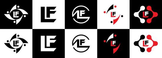 LF logo. L F design. White LF letter. LF, L F letter logo design. Initial letter LF linked circle uppercase monogram logo. L F letter logo vector design. pro vector