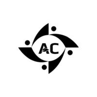 AC logo. A C design. White AC letter. AC, A C letter logo design. Initial letter AC linked circle uppercase monogram logo. pro vector