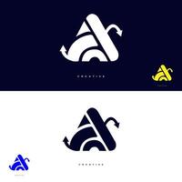 Letter A logo icon design template elements with white and black color. vector pro