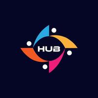 HUB Abstract People symbol, H U B Letter logo . togetherness and community concept design, creative hub, social connection icon, template and logo set. pro vector