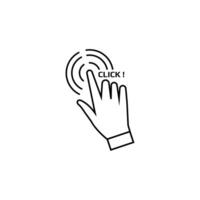 Hand Click Here Icon. Hand mouse symbol. Click button for website. Pro Vector