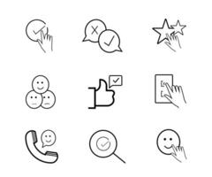 Satisfaction surveys, thin line icon set. Outline symbol collection. Editable vector stroke. Pixel Perfect scalable. pro Vector