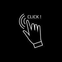 Hand Click Here Icon. Hand mouse symbol. Click button for website. Pro Vector