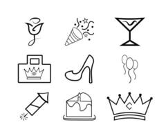 Outline Party Icon Collection Pro Vector