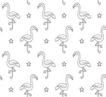 Vector seamless pattern of sketch flamingo