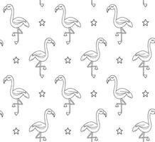 Vector seamless pattern of sketch flamingo