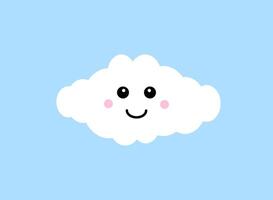 Vector flat cartoon kawaii cloud with face