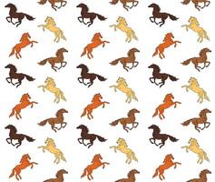 Vector seamless pattern of hand drawn horses