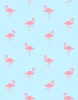 Vector seamless pattern of pink hand draw flamingo