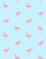 Vector seamless pattern of pink hand draw flamingo