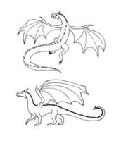 Vector set of two hand drawn doodle sketch dragon