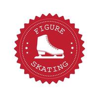 Vector retro round logo with figure ice skates