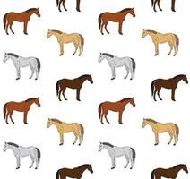 Vector seamless pattern of hand drawn horses