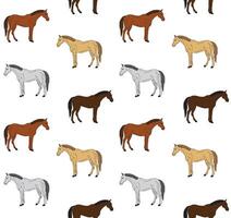 Vector seamless pattern of hand drawn horses