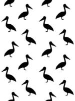 Vector seamless pattern of hand drawn pelican silhouette