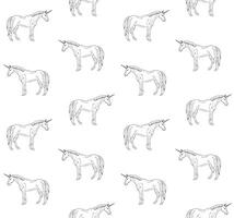 Vector seamless pattern of hand drawn unicorn