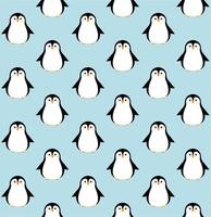 Vector seamless pattern of flat baby penguin