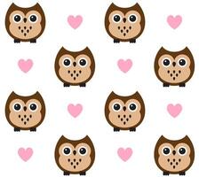 Vector seamless pattern of flat cartoon brown owl