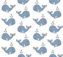 Vector seamless pattern of hand drawn whale