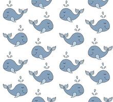 Vector seamless pattern of hand drawn whale