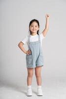 Portrait of a lovely Asian baby girl posing on a white background photo