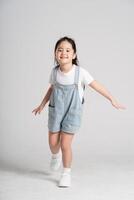 Portrait of a lovely Asian baby girl posing on a white background photo