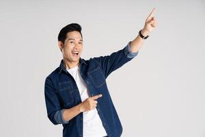 Portrait of Asian man posing on white background photo