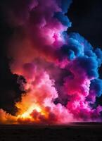 AI generated Colorful cloud with smoke on black background. ai generative photo