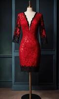 AI generated mini dress with low neckline on a mannequin. ai generative photo