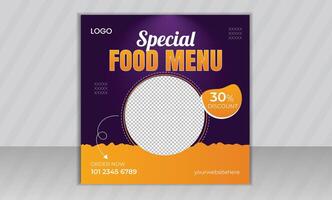 Fast food restaurant business marketing social media post or ads or web banner template design, Fresh pizza, burger, pasta online sale promotion flyer or poster vector