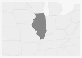 mapa de Estados Unidos con destacado Illinois estado mapa vector