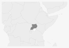 mapa de África con destacado Uganda mapa vector