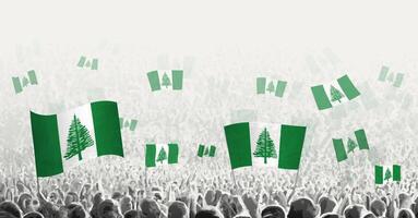 Abstract crowd with flag of Norfolk Island. Peoples protest, revolution, strike and demonstration with flag of Norfolk Island. vector