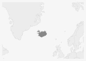 Map of Europe with highlighted Iceland map vector