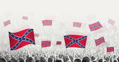 Abstract crowd with flag of Confederate. Peoples protest, revolution, strike and demonstration with flag of Confederate. vector