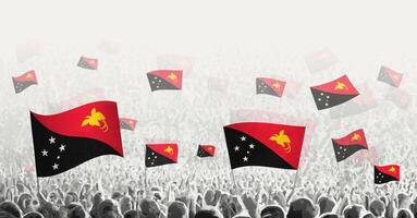 Abstract crowd with flag of Papua New Guinea. Peoples protest, revolution, strike and demonstration with flag of Papua New Guinea. vector