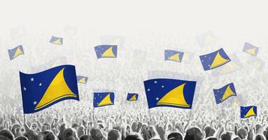 Abstract crowd with flag of Tokelau. Peoples protest, revolution, strike and demonstration with flag of Tokelau. vector