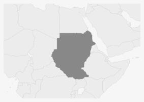 Map of Africa with highlighted Sudan map vector