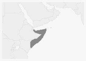 Map of Africa with highlighted Somalia map vector