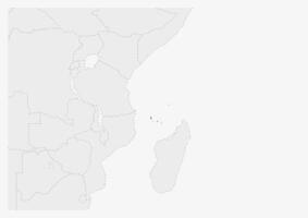 mapa de África con destacado comoras mapa vector