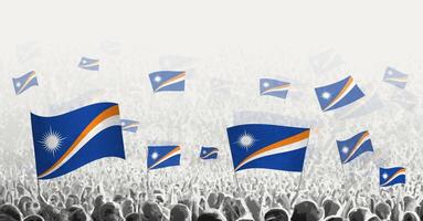 Abstract crowd with flag of Marshall Islands. Peoples protest, revolution, strike and demonstration with flag of Marshall Islands. vector