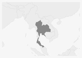 mapa de Asia con destacado Tailandia mapa vector