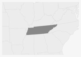 mapa de Estados Unidos con destacado Tennesse estado mapa vector